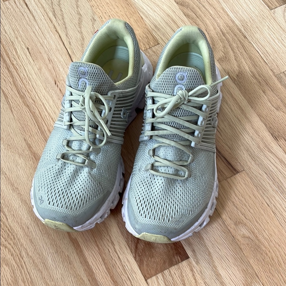 On Running Athletic Shoes with Breathable Knit Mesh in Light Green - Picture 2 of 9